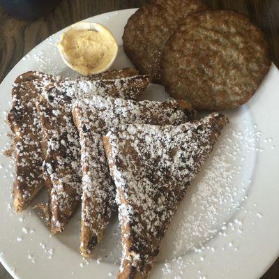 Cinnamon Raisin French Toast with Sausage