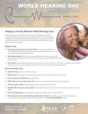 March 3- World Hearing Day!  Who are you able to help with these helpful tips?