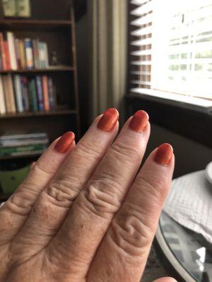 Gel manicure nails coloring to match Autumn.