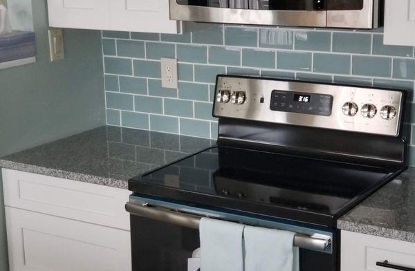 Attractive tile back splash for this finished project