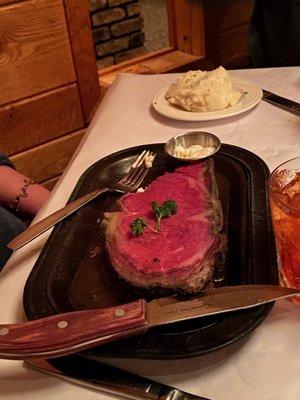 Rare prime rib, Queen cut, yum!