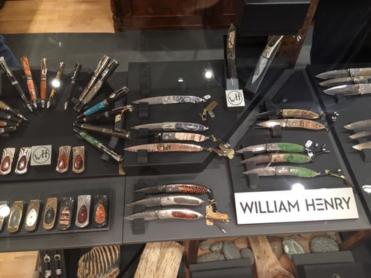 William Henry knives, money clips & pens.