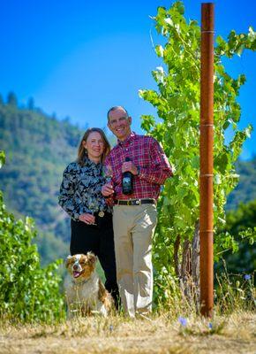 Greg, Debbie and Mick in the vineyard.