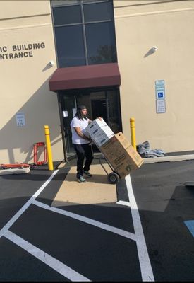 A picture of clarence hard at work for our office moving job! It was a long day but extremely worth it!