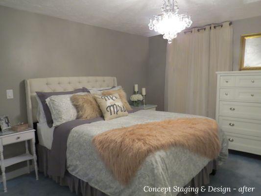 Pink and gray bedroom surprise for Newlyweds!