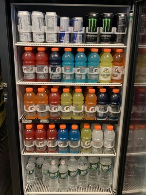 If you're trying to quench your thirst we have a variety of Cold beverages, Gatorades, RedBull, Monster, Poland Spring Water