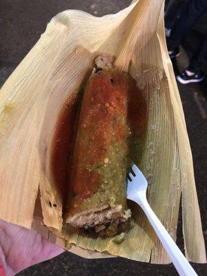 Bean and corn tamale