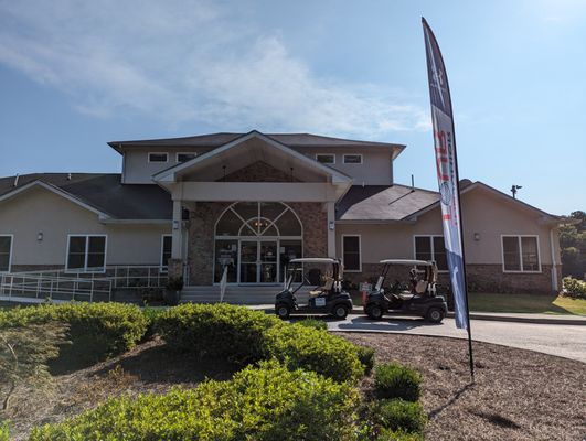 Outside the clubhouse. Front entrance view.