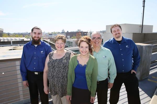 Meet the team: (Left to Right) Ryan Thompson, Cecelia Tobey, Amy Tobey, Kevin Tobey, Tyler Teal. (Not pictured, Audri Taggart).