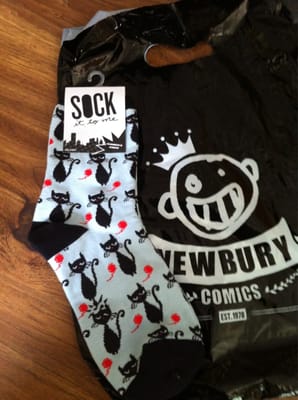 My new cat socks from NEWBURY COMICS!!!