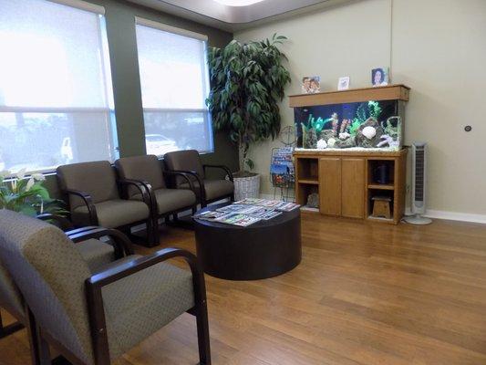 Relaxing, open front reception area.