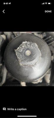 Broken oil filter cap