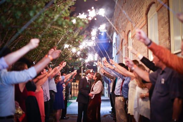 Sparklers outside the hall, on the sidewalk allowed!