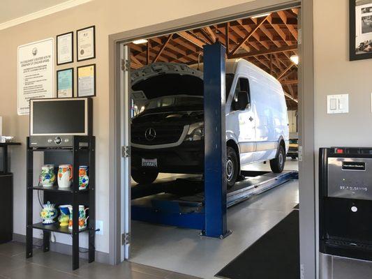 Mercedes Sprinter 2500 in the shop for service