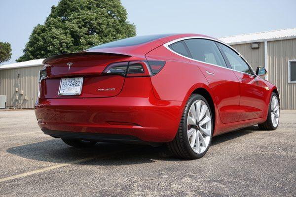 Tesla Model 3 Red Performance Level 1 Full Exterior Polish