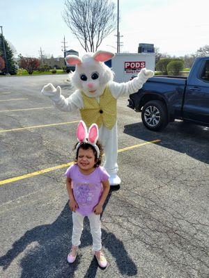 Socially distant Easter bunny and treats provided by Lanita to her clients