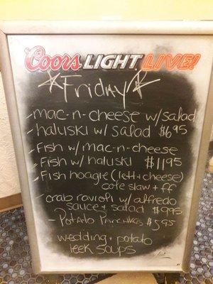 Friday night lent specials, eat in or take out.