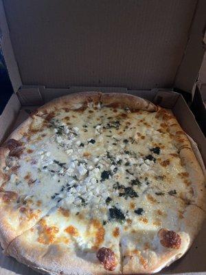 White pizza with garlic and feta