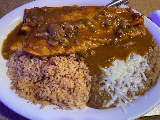 Smothered enchilada plate