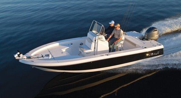 This is a fisherman's dream boat. Decked out with a hard T-Top, plenty of casting room at both the bow and the stern.