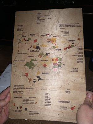 Map of Spain where the wine is from