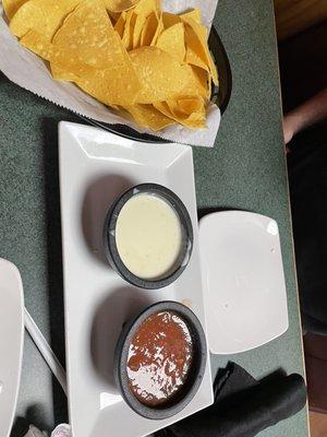 Chips and queso and salsa