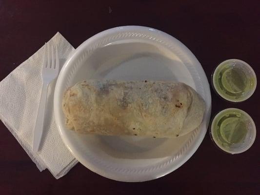 Chorizo burrito with the green hot sauce... So good