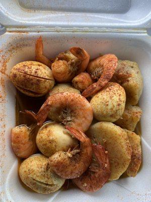 Shrimp  eggs  potatoes  so good