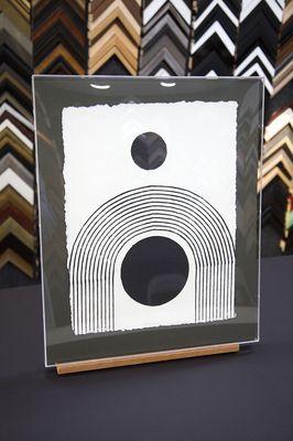 Geometric block print in custom acrylic box