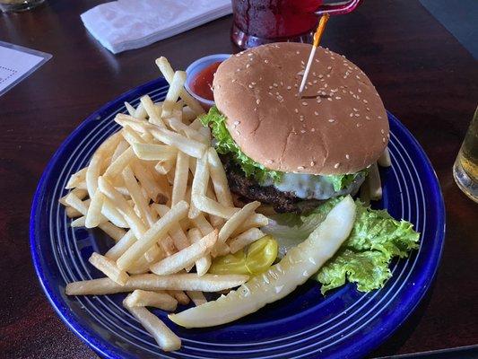 $6 cheeseburger the Sunday special with fries. It's alright.