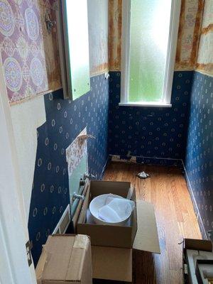 The unfinished bathroom