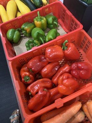 Red and green peppers