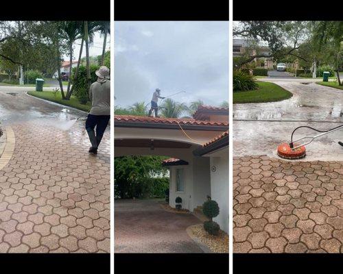 Roof and Driveway pressure washing job performed in Boca Raton, FL.