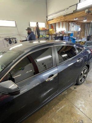 2016 Honda Civic 15% all around and 5% on rear windshield.