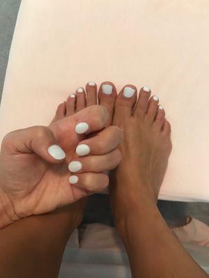 Powder dip and gel pedicure - Alpine Snow color for my bridal shower