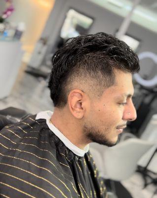 Burst fade with beard trim