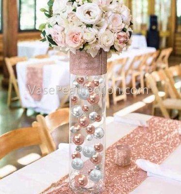 Rose Gold and White Floating Pearls for Wedding Centerpieces