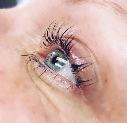 Lash perm/lift. Lift and curl your own natural lashes. Semi-permanent, pain free and lasts 6-8 weeks.