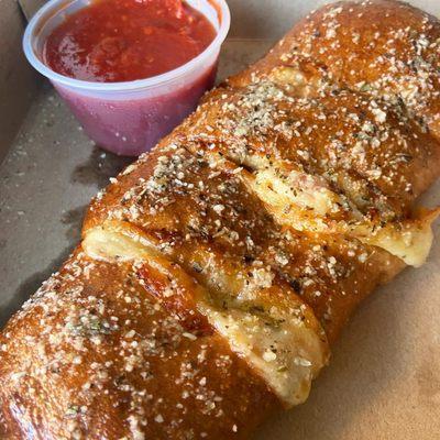 Leechburg Pizza Co.'s small pepperoni roll with a side of marinara, Leechburg PA.