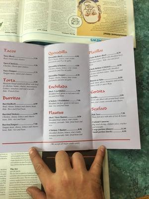 The menu to the place right in the other room.