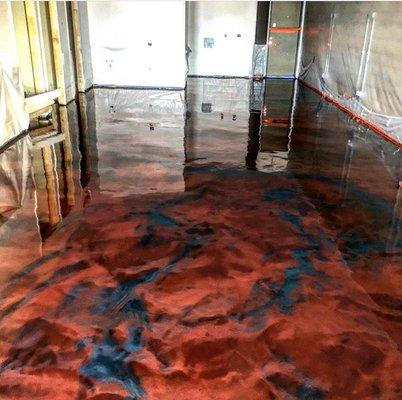 Lava flow metallic epoxy for business office