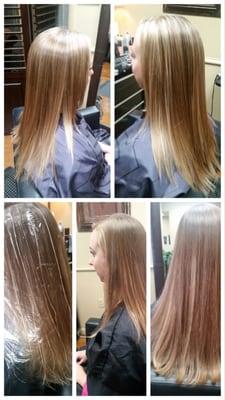 Before and after Balyage and razor cut!