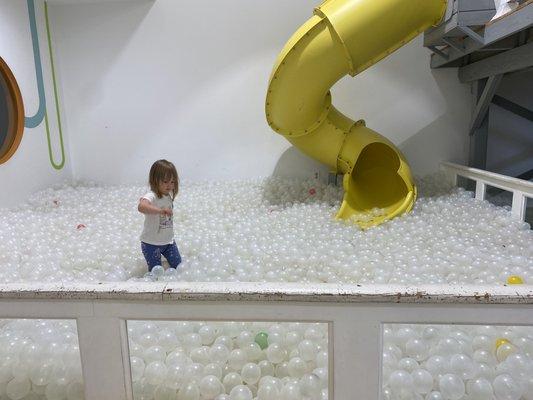 Very fun ball pit but railing needs some serious paint