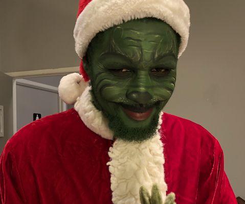 The Grinch makeup.