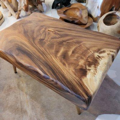 Monkey wood solid slab coffee table bench decor