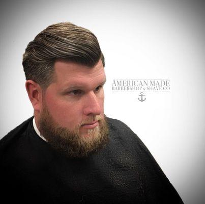 Men's traditional with straight razor clean-up.