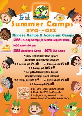 Summer camps early birds