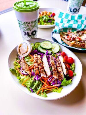 Garden salad with grilled hot chicken