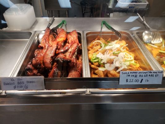 BBQ Pork ribs, salt and pepper shrimp.