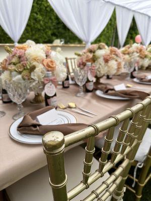 Dinner for 25 with draped canopy for shade